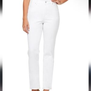 Gloria Vanderbilt Size 14 Amanda Straight Leg Women's White Denim Jeans Back Zip